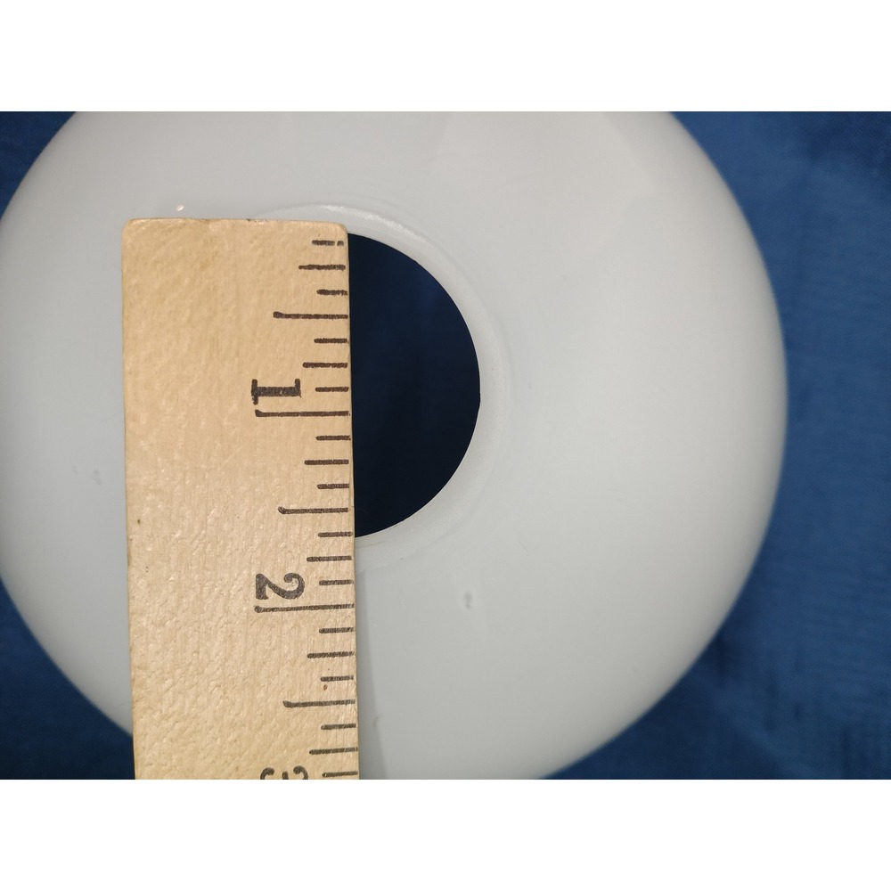 Opal White Glass Globe VTG Lamp Shade Replacement 8 Inch Dome Fitter MCM Style - Picture 9 of 10
